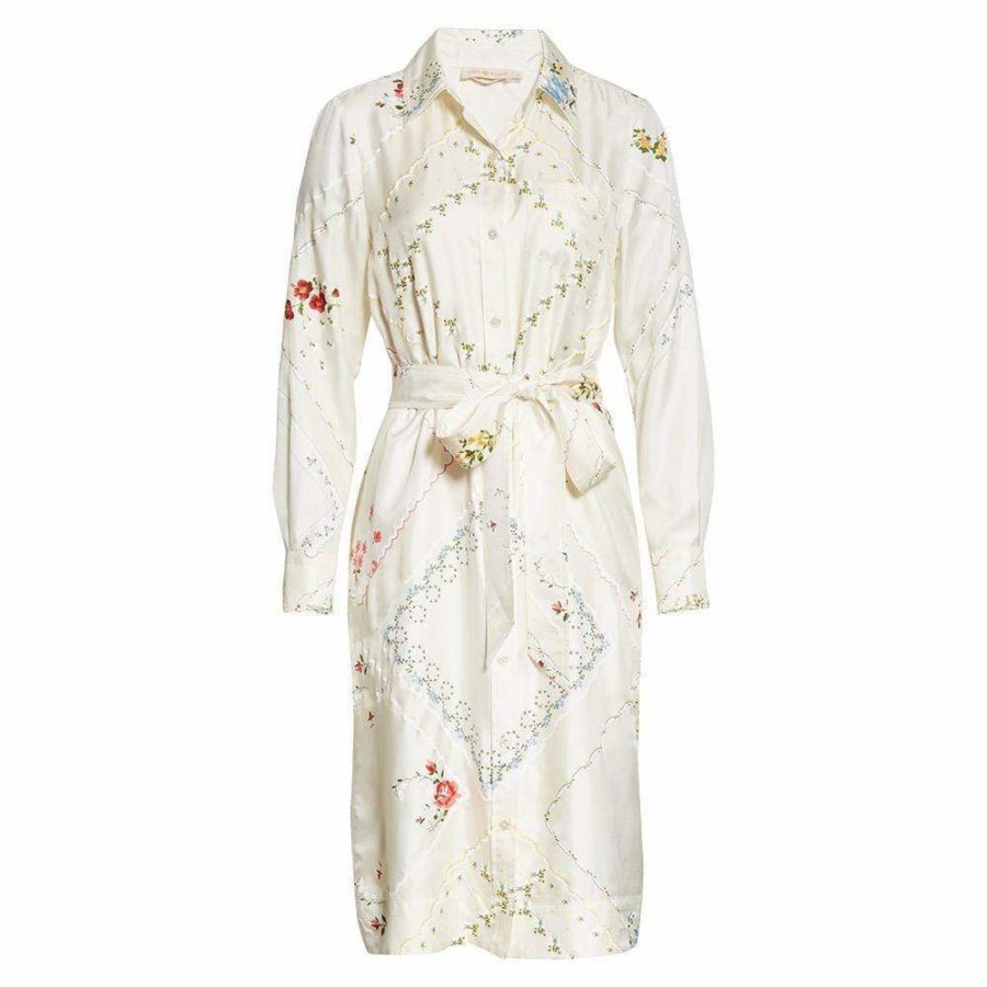 Tory Burch Afternoon Tea Handkerchief Printed Shirt Silk Dress US0 Zoom Boutique Store dress Tory Burch Afternoon Tea Handkerchief Shirt Silk Dress | Zoom Boutique