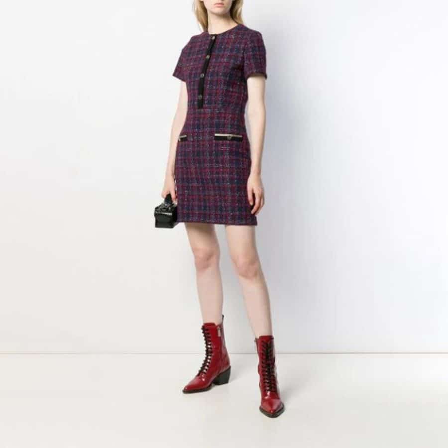 SANDRO Tweed Boucle Mini Dress In Red 2 result