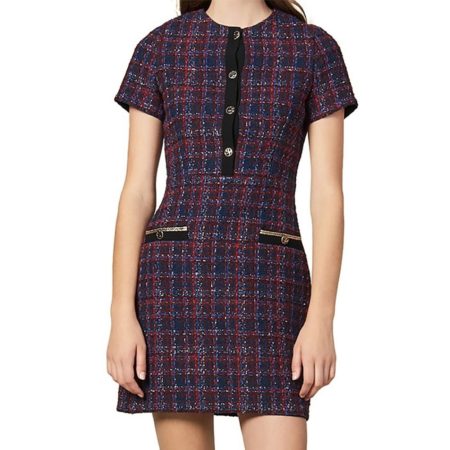 SANDRO Tweed Boucle Mini Dress In Red 7 result