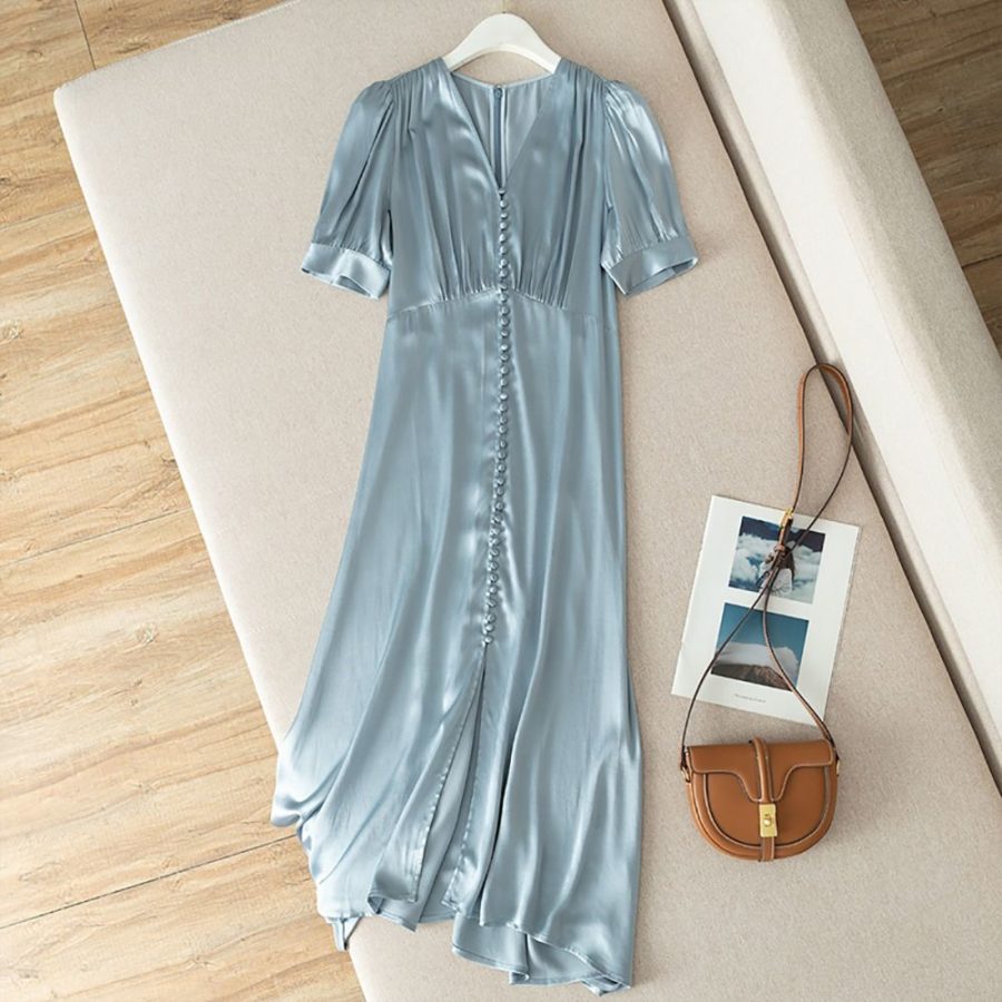 THE KOOPLES Long Sky Blue Dress With Short Sleeves 7 result