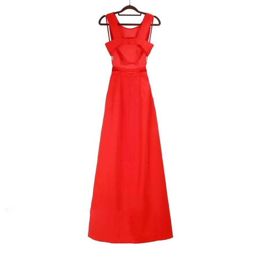 BCBG Maxazria Kiara Red Sleeveless Peplum Thigh Split Maxi Gown Dress 4 result