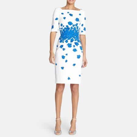 L.K.Bennett Lasa Blue Poppy Print sheath Dress result