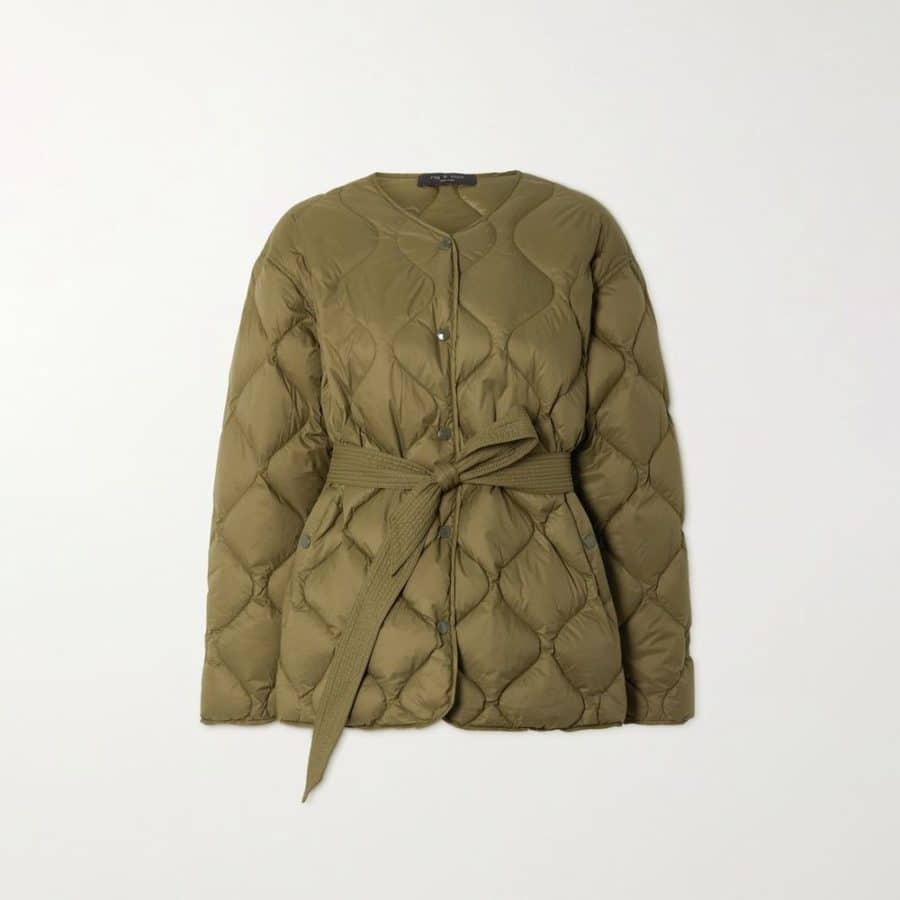 RAG BONE Rudy belted quilted shell down coat green result