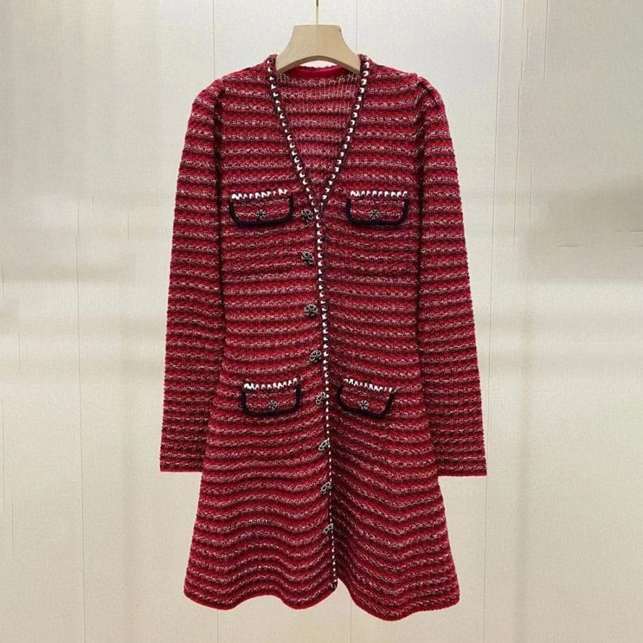 SELF PORTRAIT Embellished Button Knitted A Line Dress 15 result