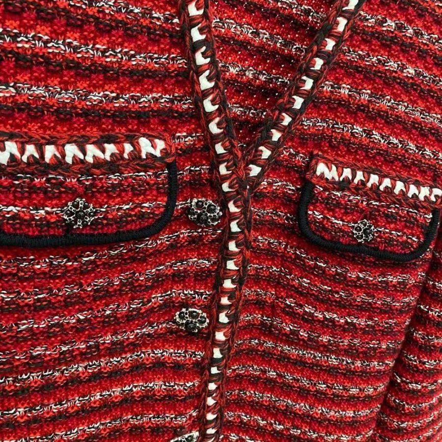 SELF PORTRAIT Embellished Button Knitted A Line Dress 9 result