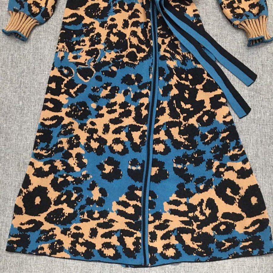 dvf DIANE VON FURSTENBERG Lois leopard intarsia stretch knit wrap dress 8 result