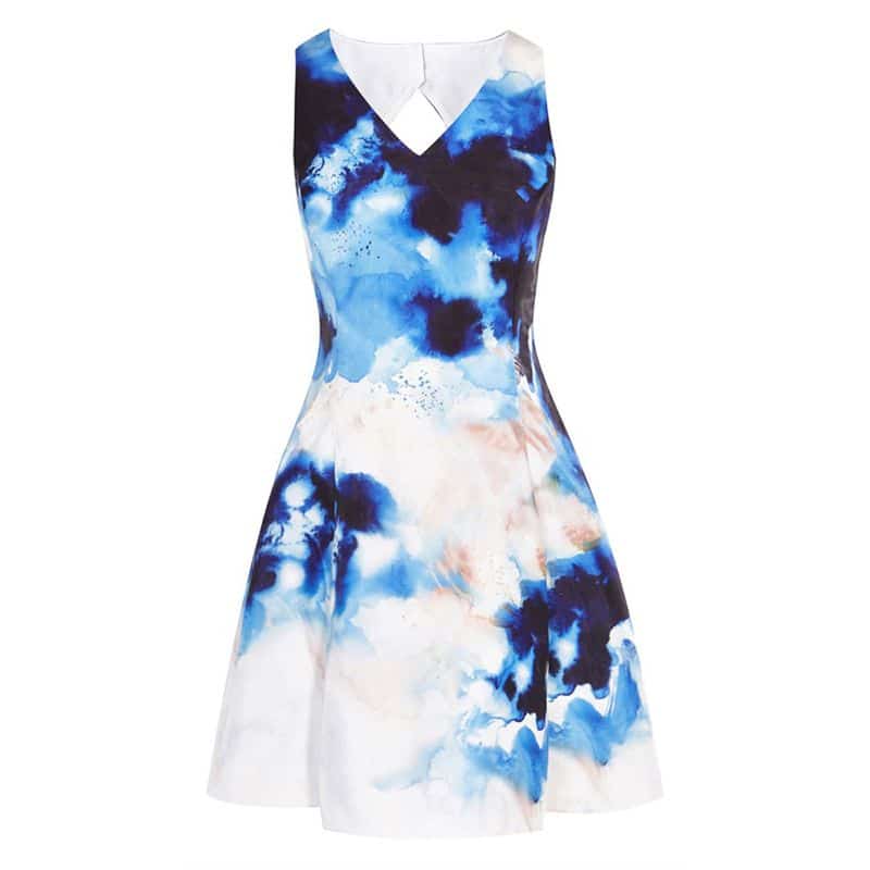 Coast blue floral placement back cut out fit flare skater dress result