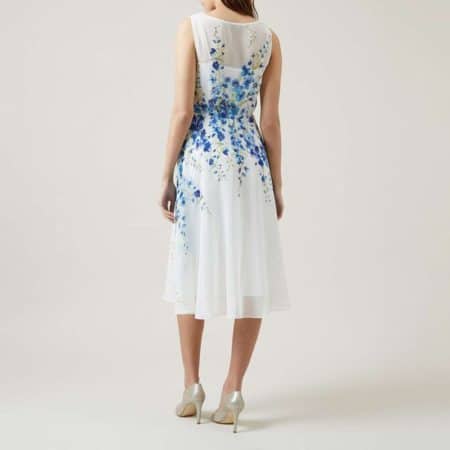 Hobbs Floral Print Fit and Flare Skater Midi Painted Delph Dress 2 result