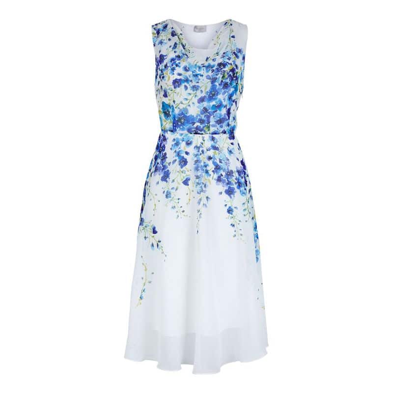 Hobbs Floral Print Fit and Flare Skater Midi Painted Delph Dress 4 result
