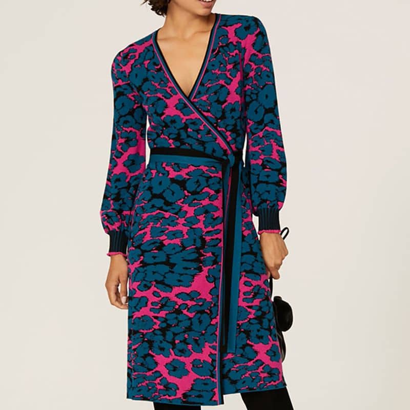 Diane von Furstenberg Lois Leopard Knit Wrap Dress 11 result
