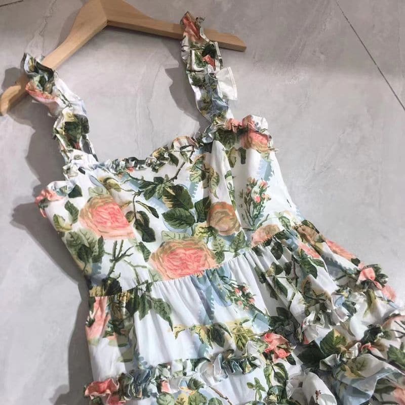 NEEDLE THREAD Hettie tiered floral print cotton blend poplin midi dress 11 result