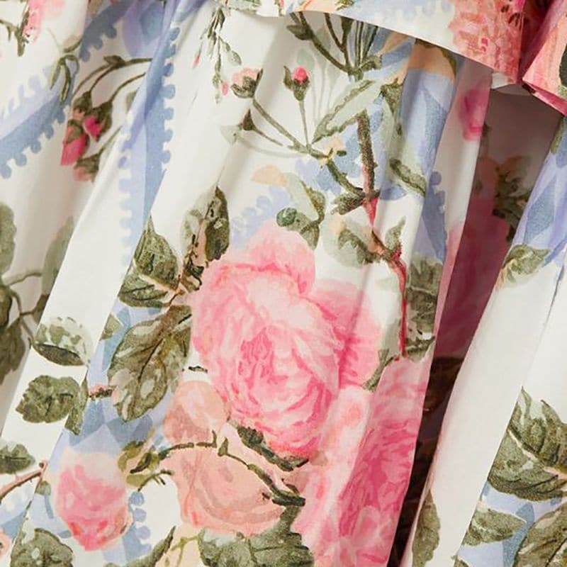 NEEDLE THREAD Hettie tiered floral print cotton blend poplin midi dress 4 result