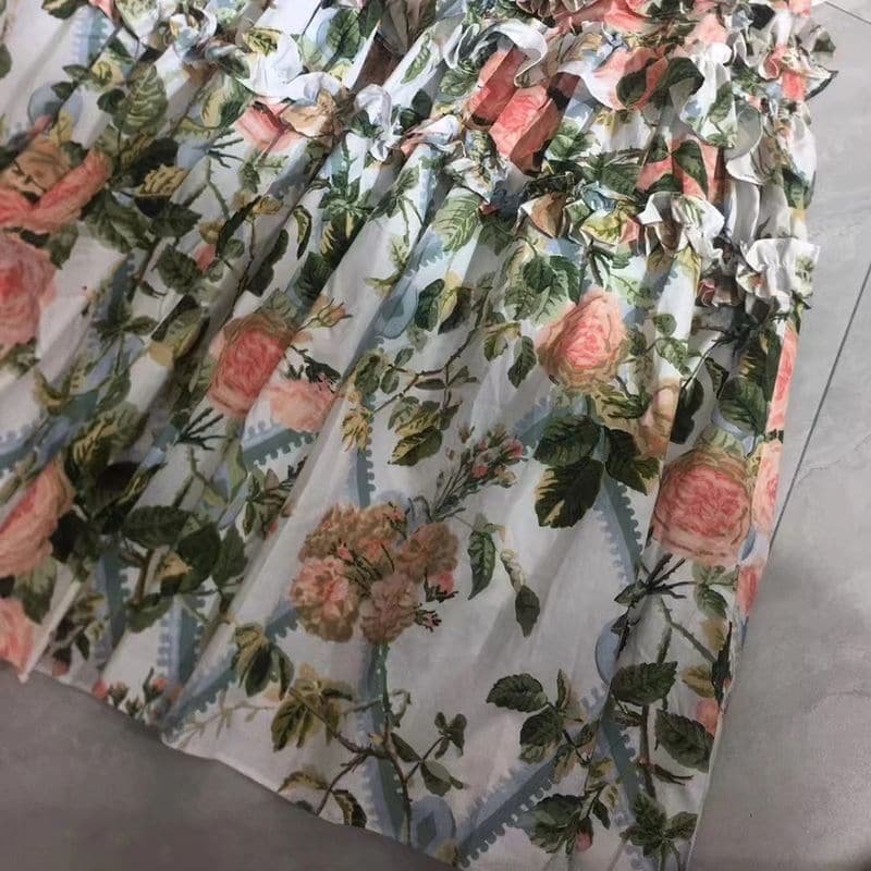 NEEDLE THREAD Hettie tiered floral print cotton blend poplin midi dress 6 result