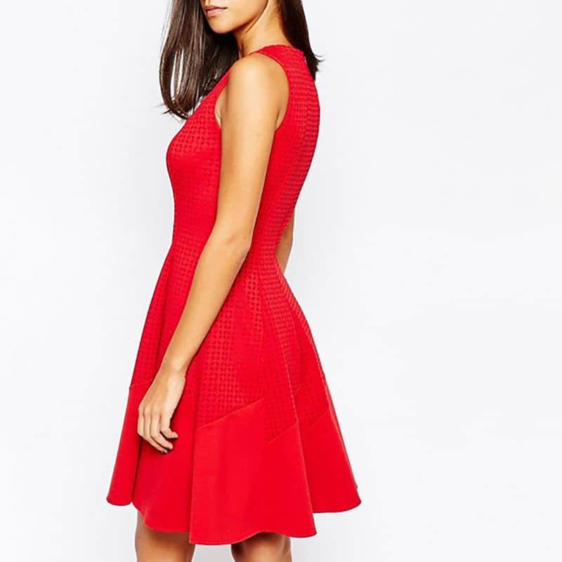 Reiss Pinot Cut Out Fit and Flare Skater Dress Cherry Red 15 result