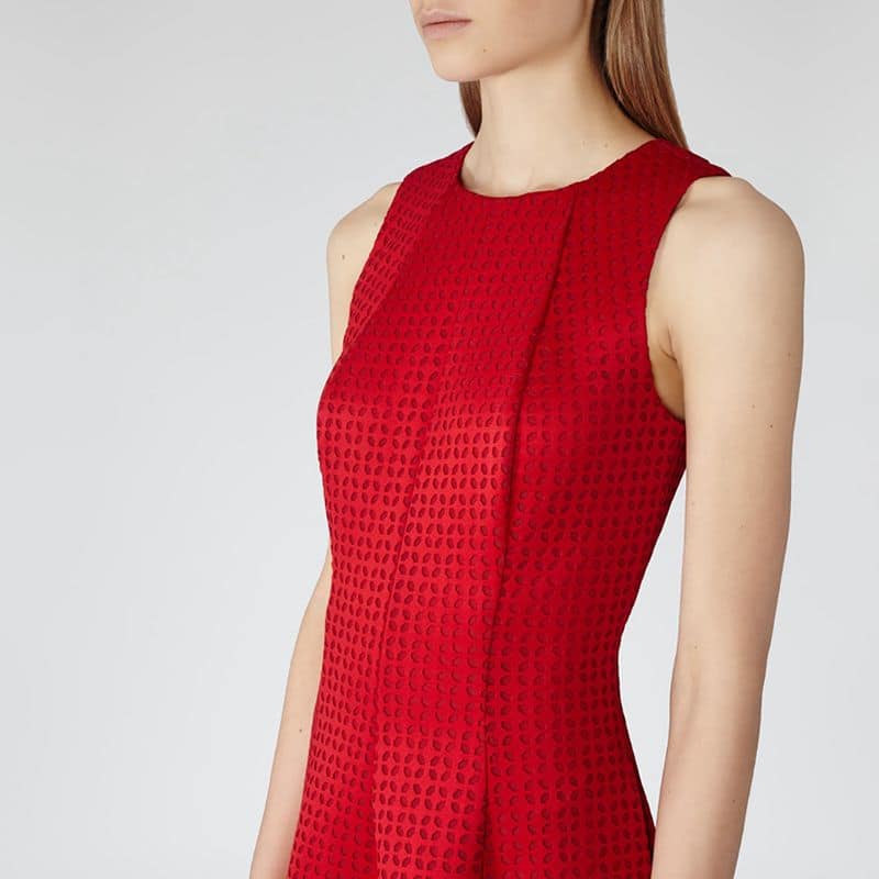 Reiss Pinot Cut Out Fit and Flare Skater Dress Cherry Red 3 result