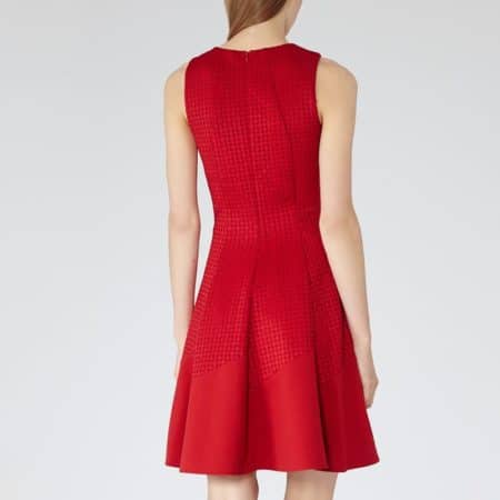 Reiss Pinot Cut Out Fit and Flare Skater Dress Cherry Red 5 result