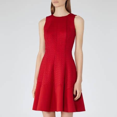 Reiss Pinot Cut Out Fit and Flare Skater Dress Cherry Red 6 result