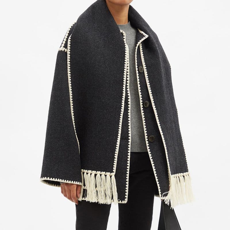 TOTÊME Scarf neckline felt jacket wool blend coat 6 result
