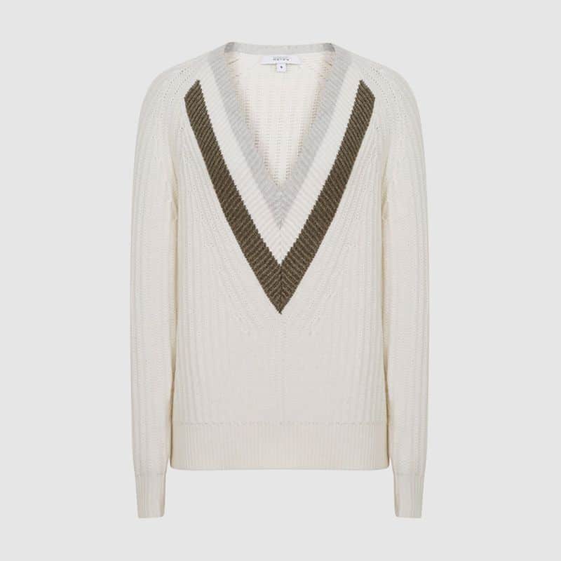 reiss Miley V Neck Wool Cotton Blend Sweater 6 result