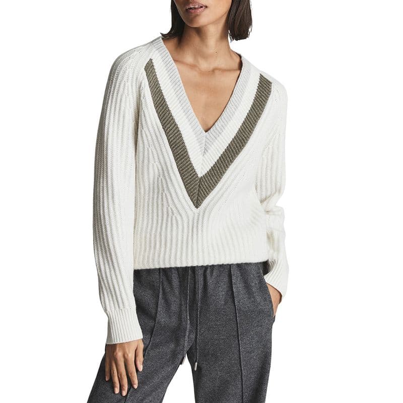 reiss Miley V Neck Wool Cotton Blend knit Sweater result