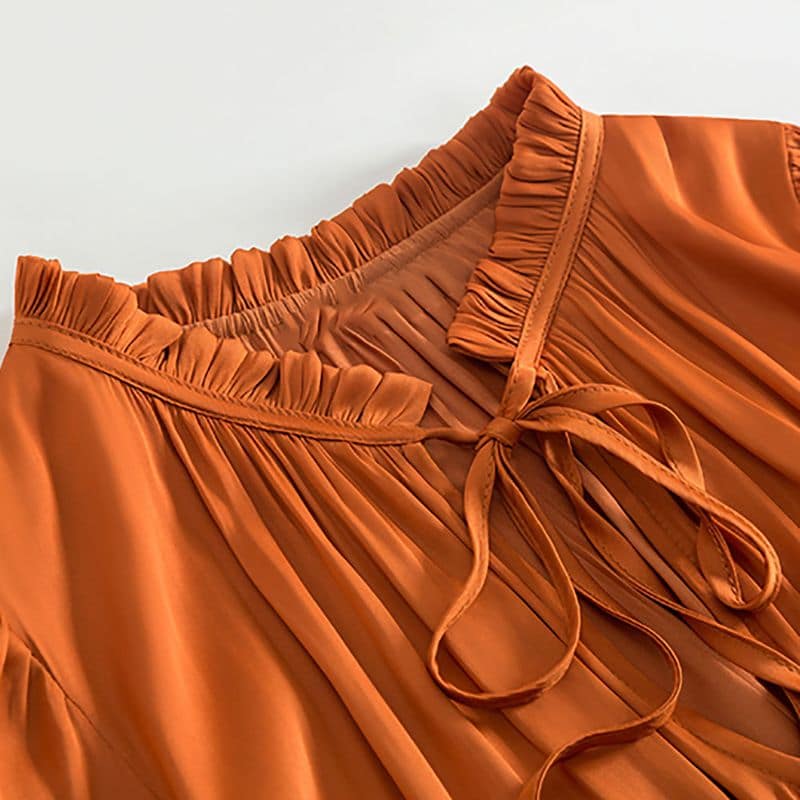 MAJE Radjinette Layered Satin Dress In Orange 6 result