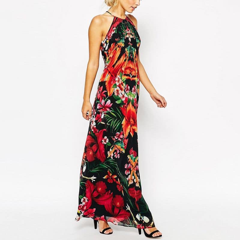 Ted Baker Halter Maxi Dress in Tropical Toucan Floral Multi Print 6 result