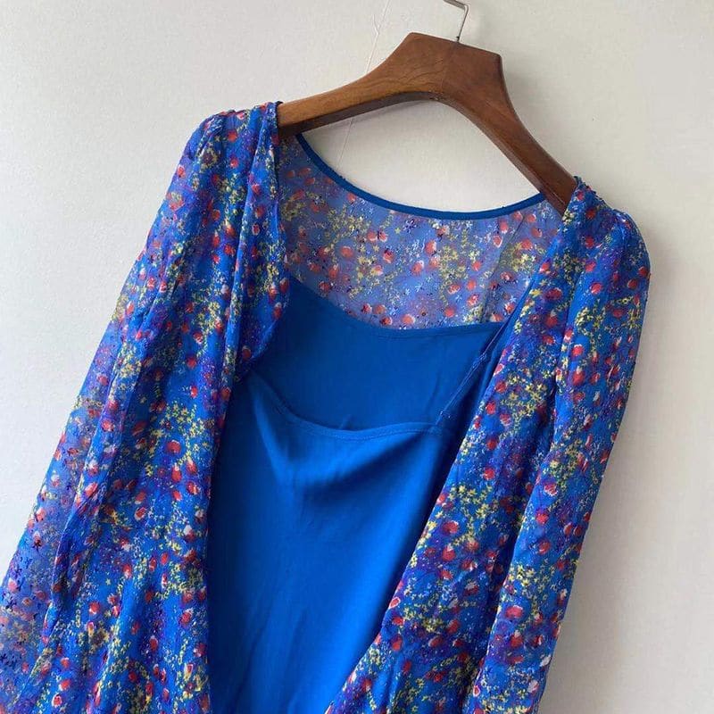 L.K. Bennett Bloomsbury Blue Floral Devoré Midi Dress 12 result