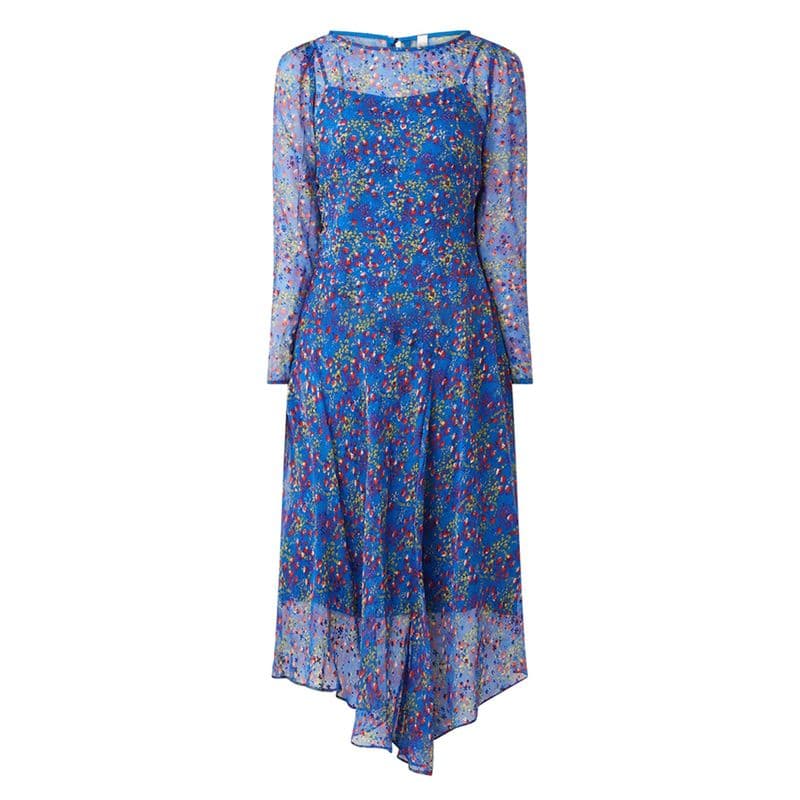 L.K. Bennett Bloomsbury Blue Floral Devoré Midi Dress 4 result