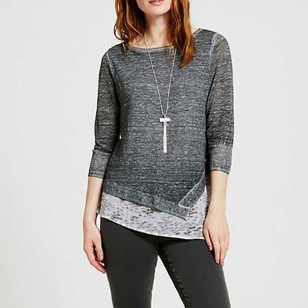 Mint Velvet Grey Layered 3 4 Sleeve Asymmetric Jumper Knit sweater Top 5 result