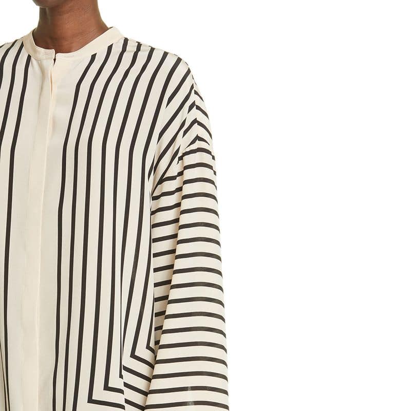 TOTÊME Striped Silk Crepe De Chine Shirt In Placement Print 4 result