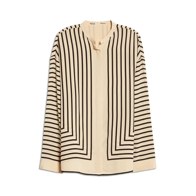 TOTÊME Striped Silk Crepe De Chine Shirt In Placement Print 5 result