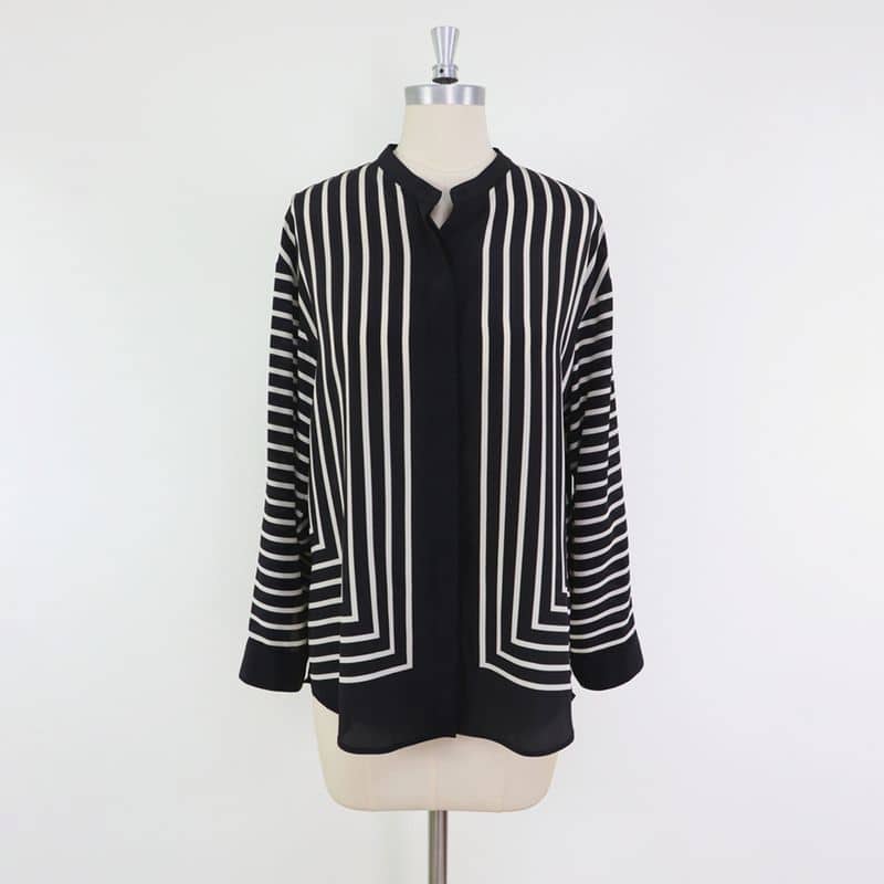 TOTÊME Striped Silk Crepe De Chine Shirt In Placement Print black 11 result
