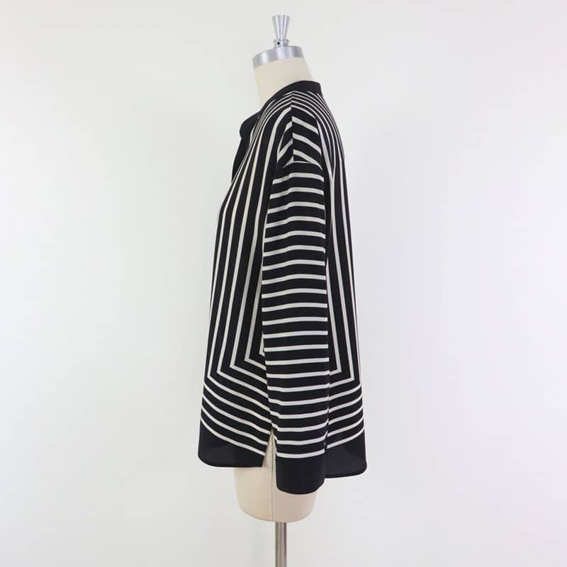 TOTÊME Striped Silk Crepe De Chine Shirt In Placement Print black 12 result