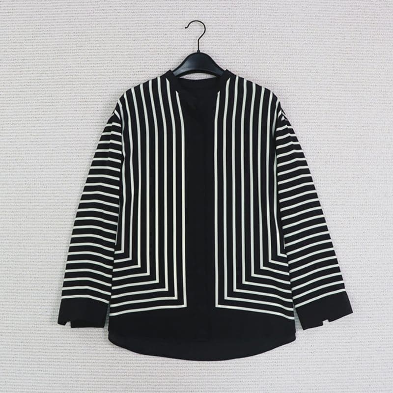 TOTÊME Striped Silk Crepe De Chine Shirt In Placement Print black 5 result