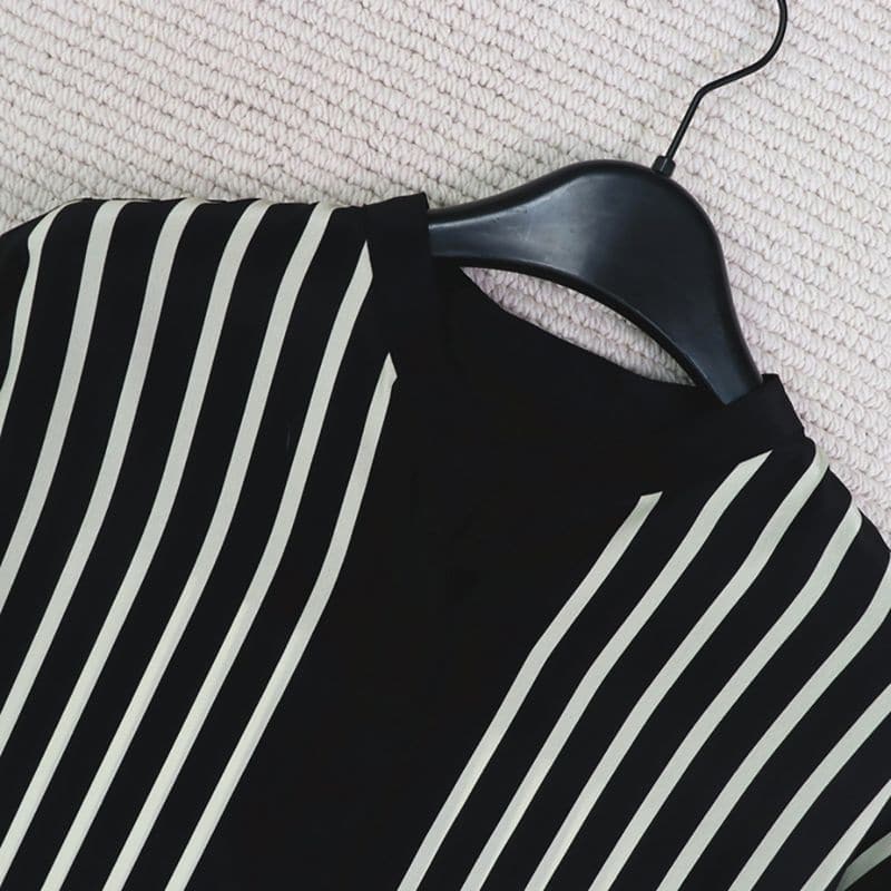 TOTÊME Striped Silk Crepe De Chine Shirt In Placement Print black 6 result