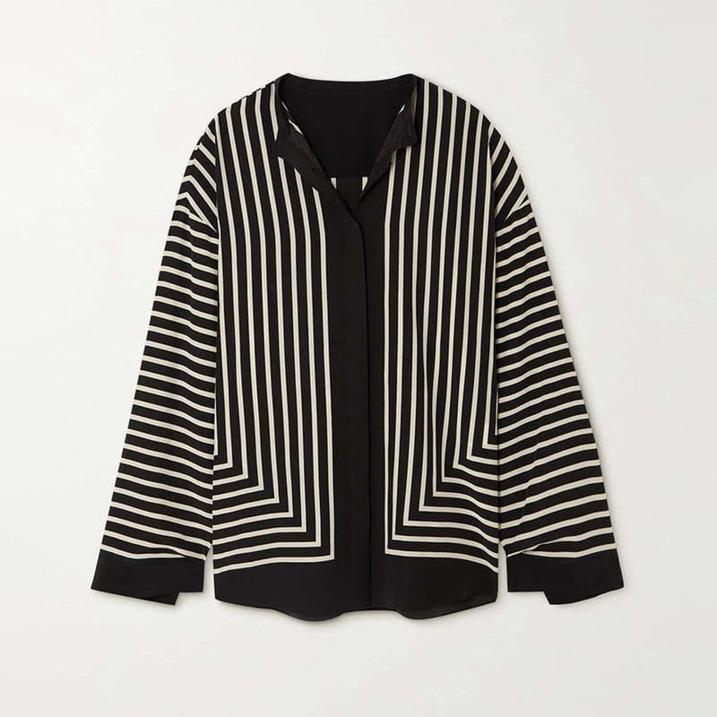 TOTÊME Striped Silk Crepe De Chine Shirt In Placement Print black result