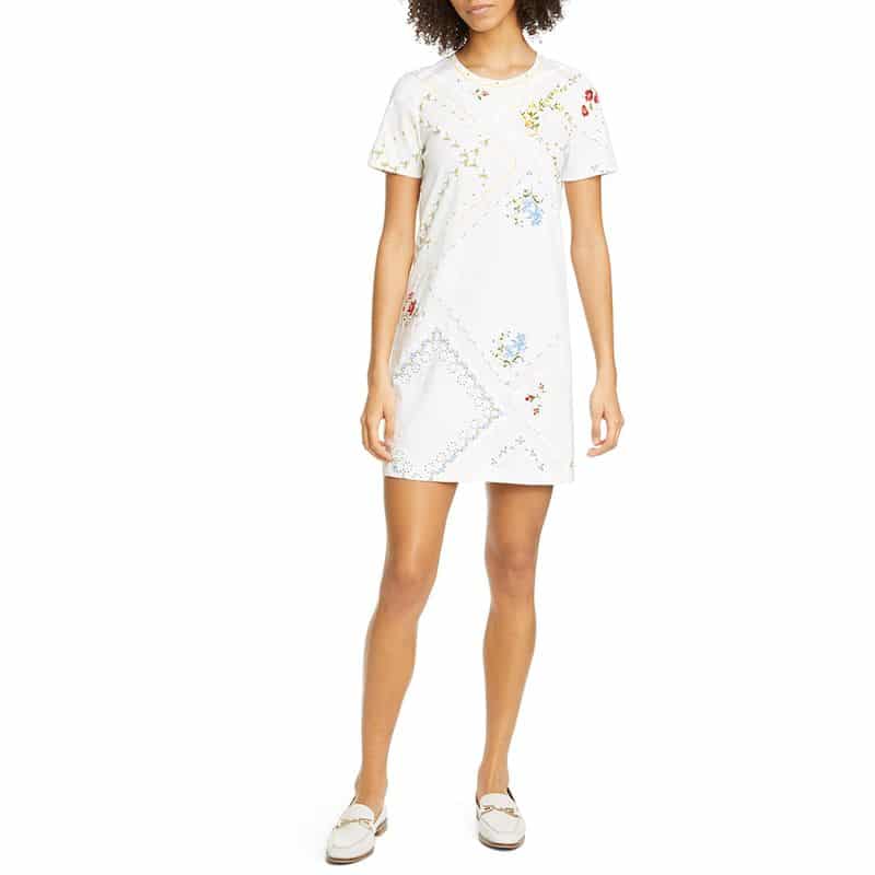 Tory Burch Cotton Handkerchief Printed T shirt Dress in White 14 result