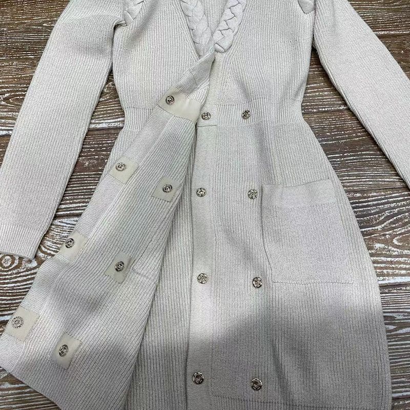 ELISABETTA FRANCHI Coat Dress in Viscose Rib Knit ivory 9 result