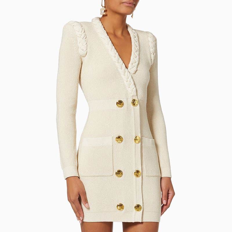 ELISABETTA FRANCHI Coat knitted mini Dress ivory result