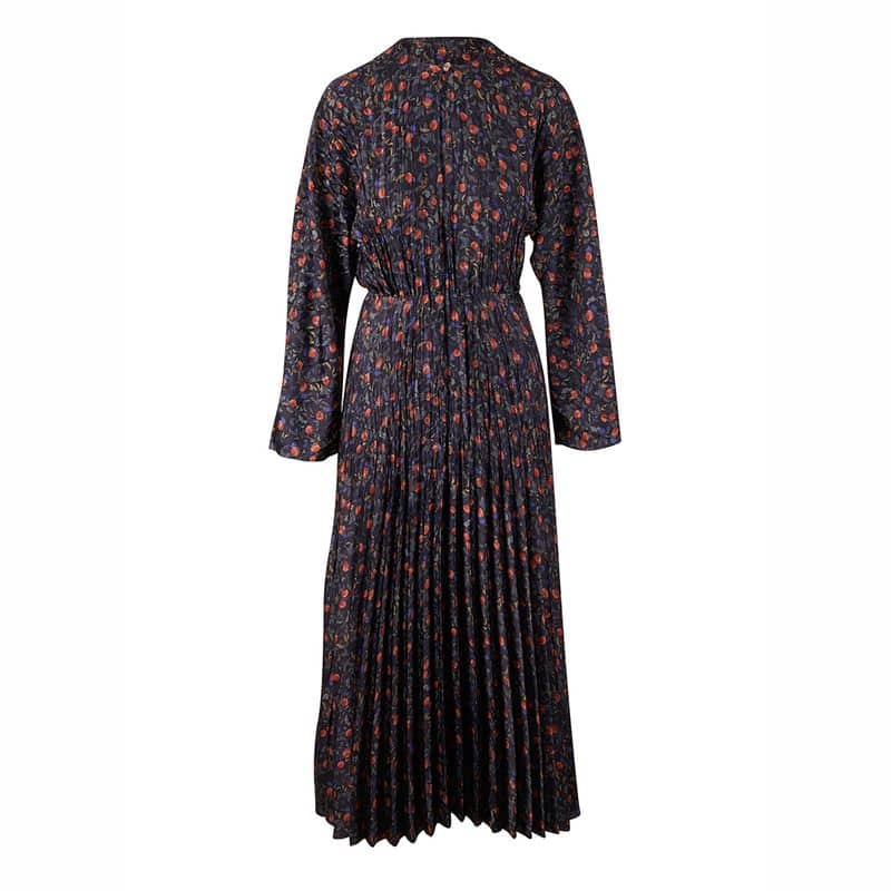 VINCE Pomegranate Pleated Dress navy 8 result