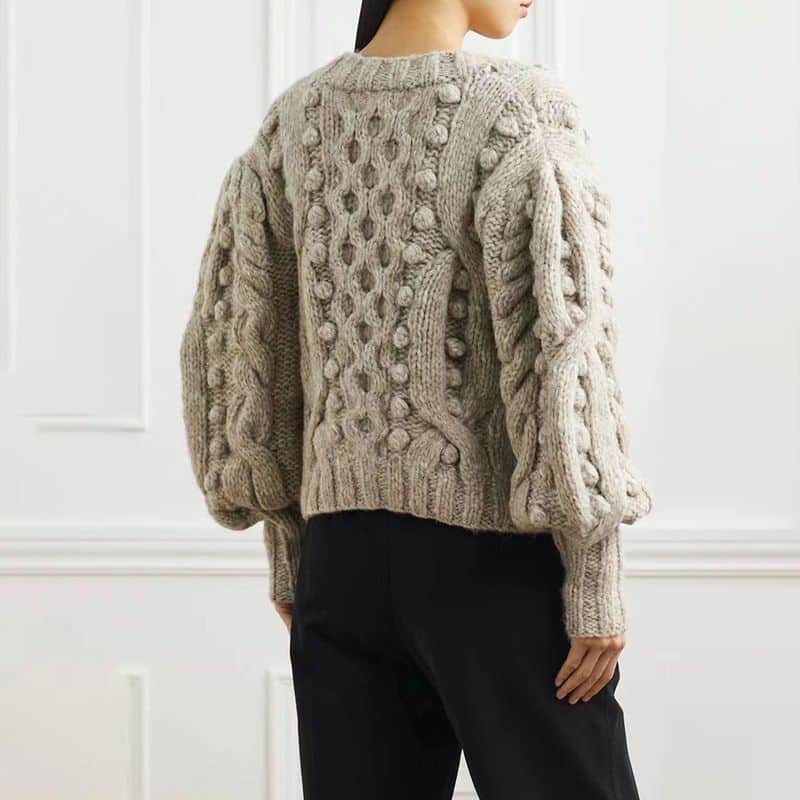 Sea Caden Puff Sleeve Cable Wool Cardigan 4 result