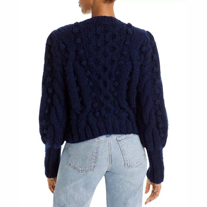 Sea Caden Puff Sleeve Cable Wool Cardigan navy 3 result