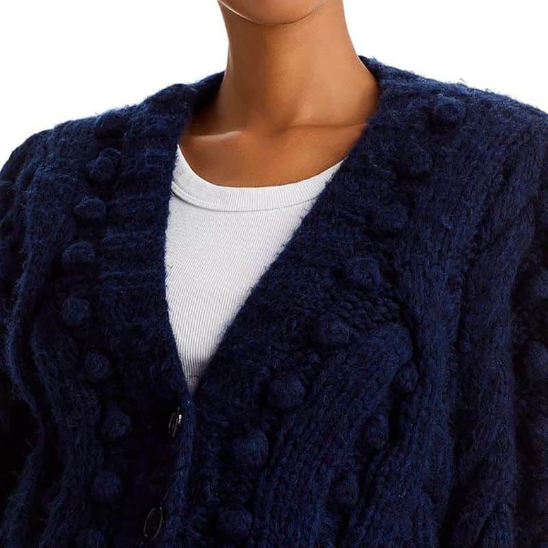 Sea Caden Puff Sleeve Cable Wool Cardigan navy 6 result