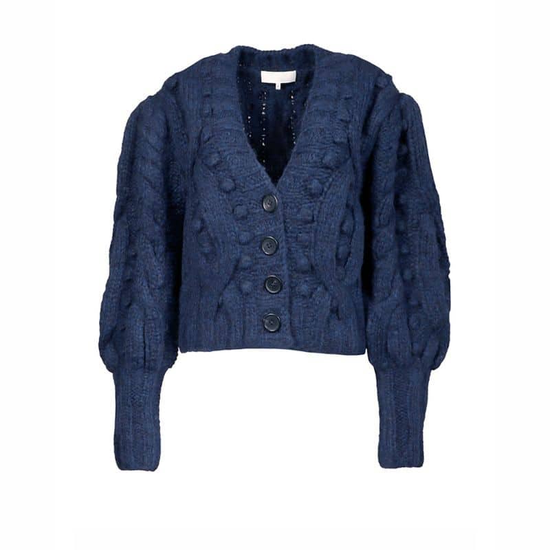 Sea Caden Puff Sleeve Cable Wool Cardigan navy 8 result