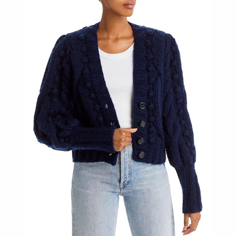 Sea Caden Puff Sleeve Cable Wool Cardigan navy result