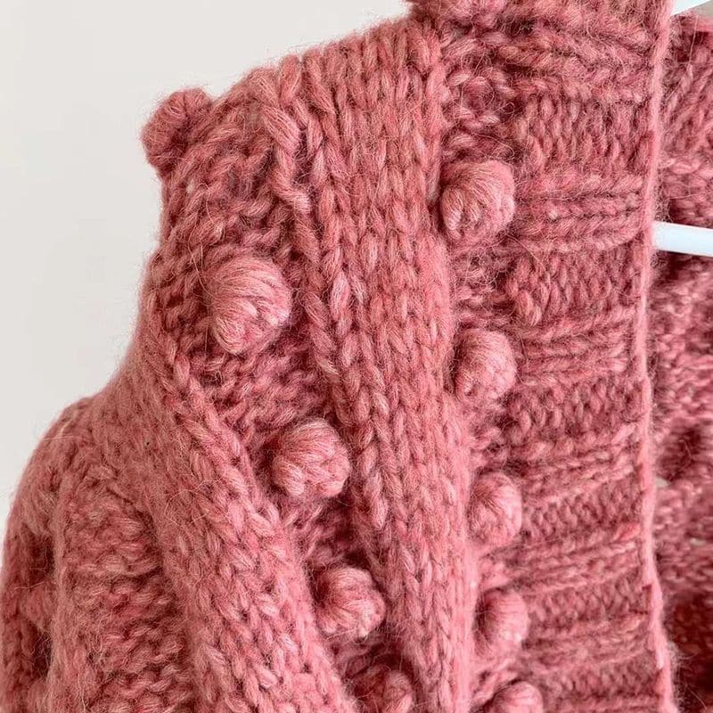 Sea Caden Puff Sleeve Cable Wool Cardigan rose 8 result