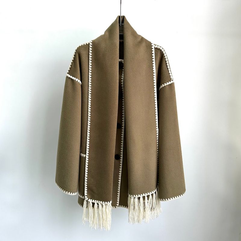 TOTEME Draped fringed wool blend jacket green 6 result