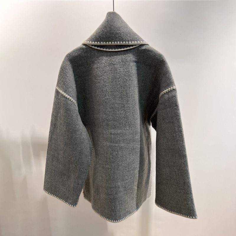 TOTEME Draped fringed wool blend jacket grey 12 result