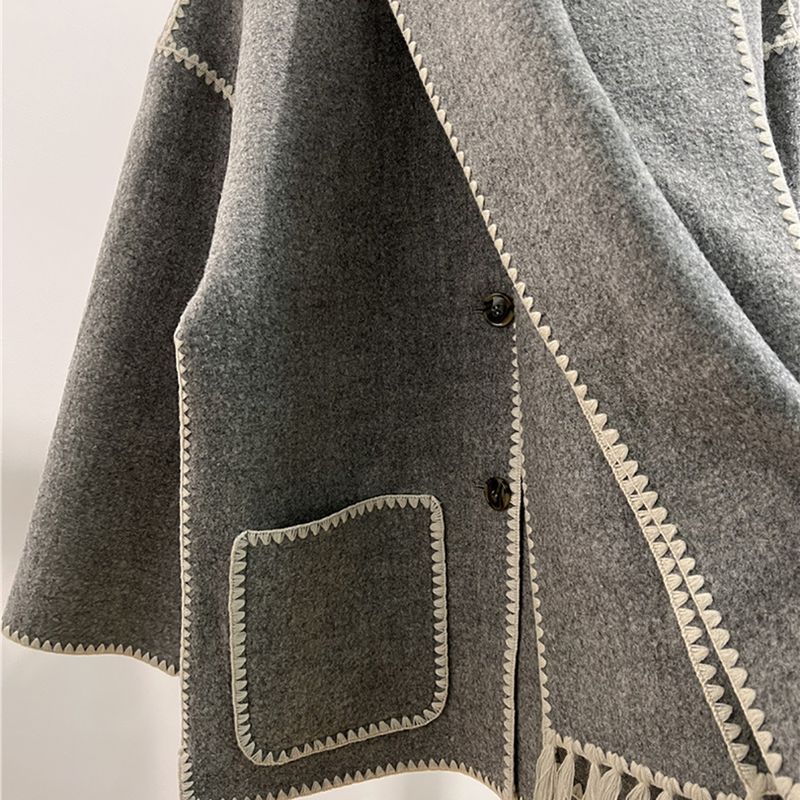 TOTEME Draped fringed wool blend jacket grey 15 result