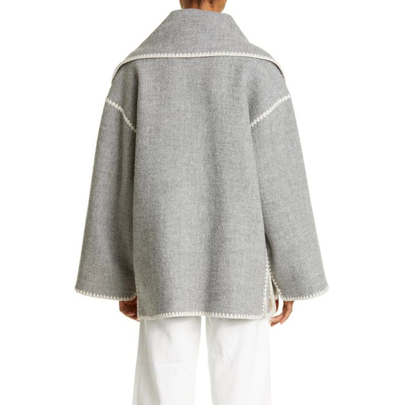 TOTEME Draped fringed wool blend jacket grey 3 result